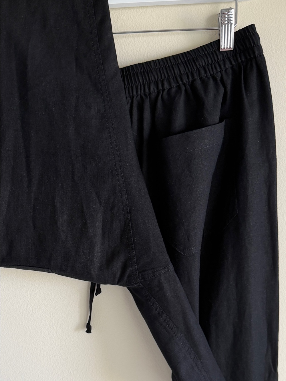 J.Crew Seaside Pant Linen Lyocell Drawstring Straight Leg Black Size M - Picture 6 of 10